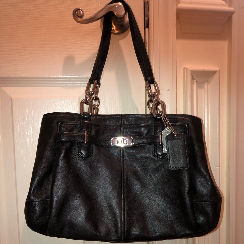 Black leather Coach shoulder bag